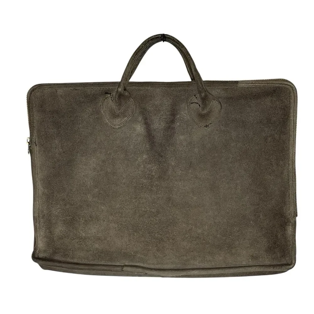 Vintage 70s Gray Suede Portfolio Briefcase By L.L.Bean Made In USA